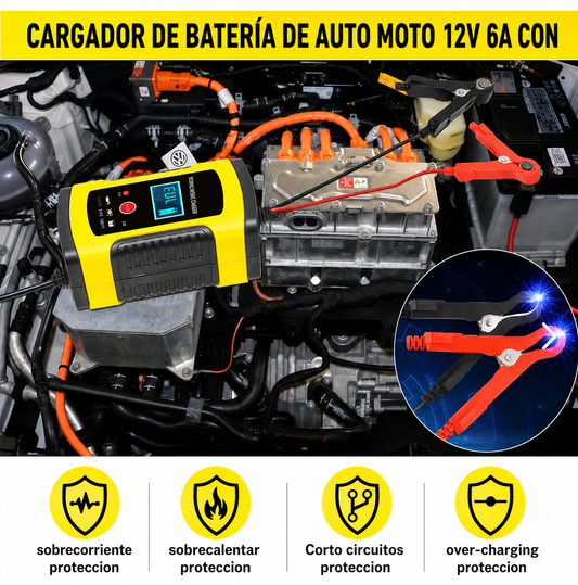Cargador y Reparador Inteligente De Baterías de automóvil 6a 12v