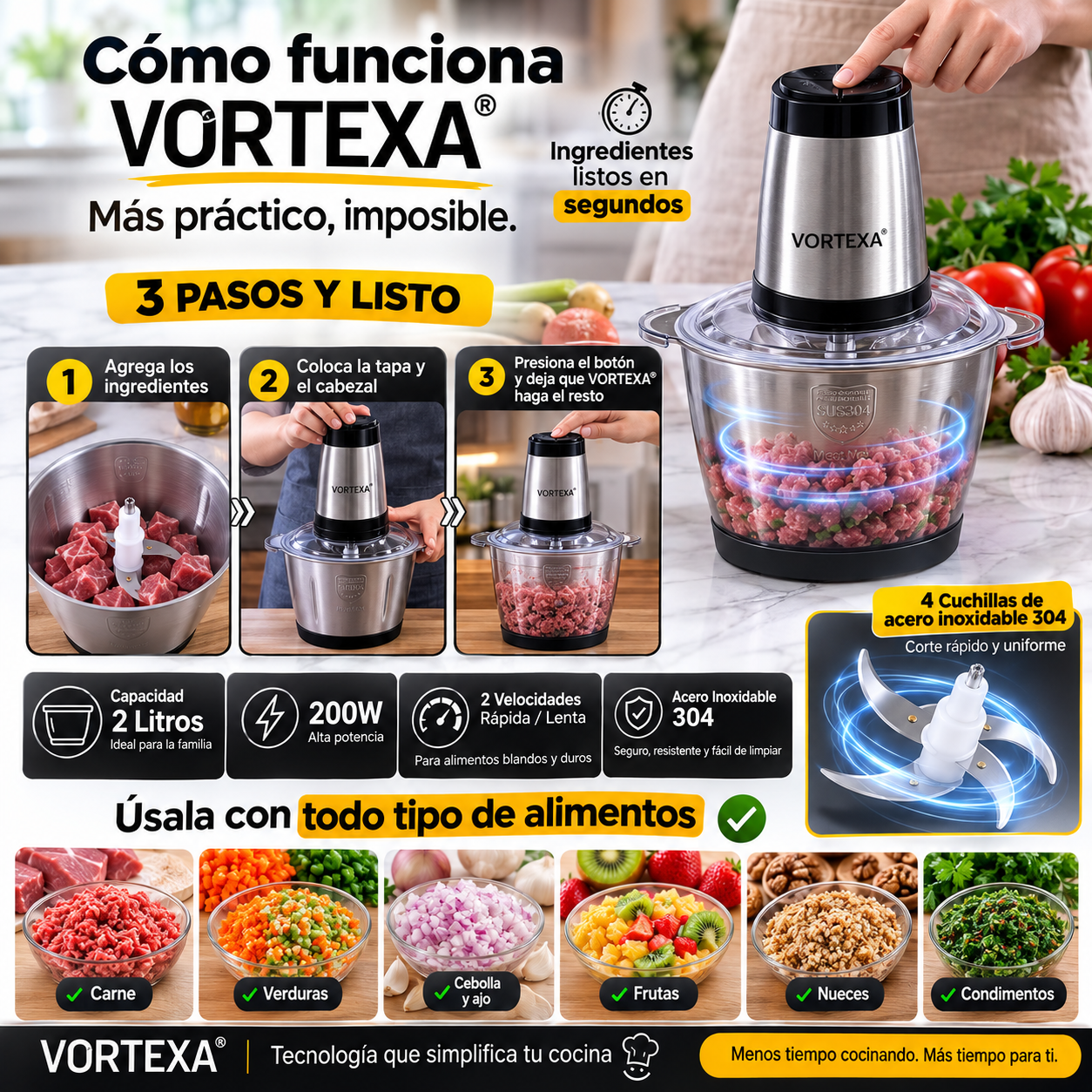 PICADORA ELECTRICA DOS VELOCIDADES VORTEXA®