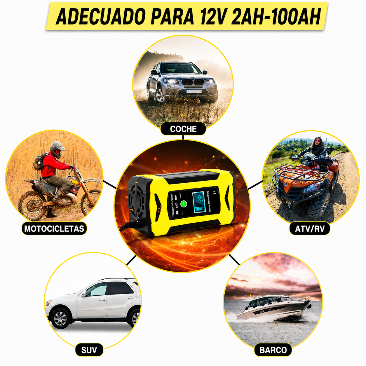 Cargador y Reparador Inteligente De Baterías de automóvil 6a 12v