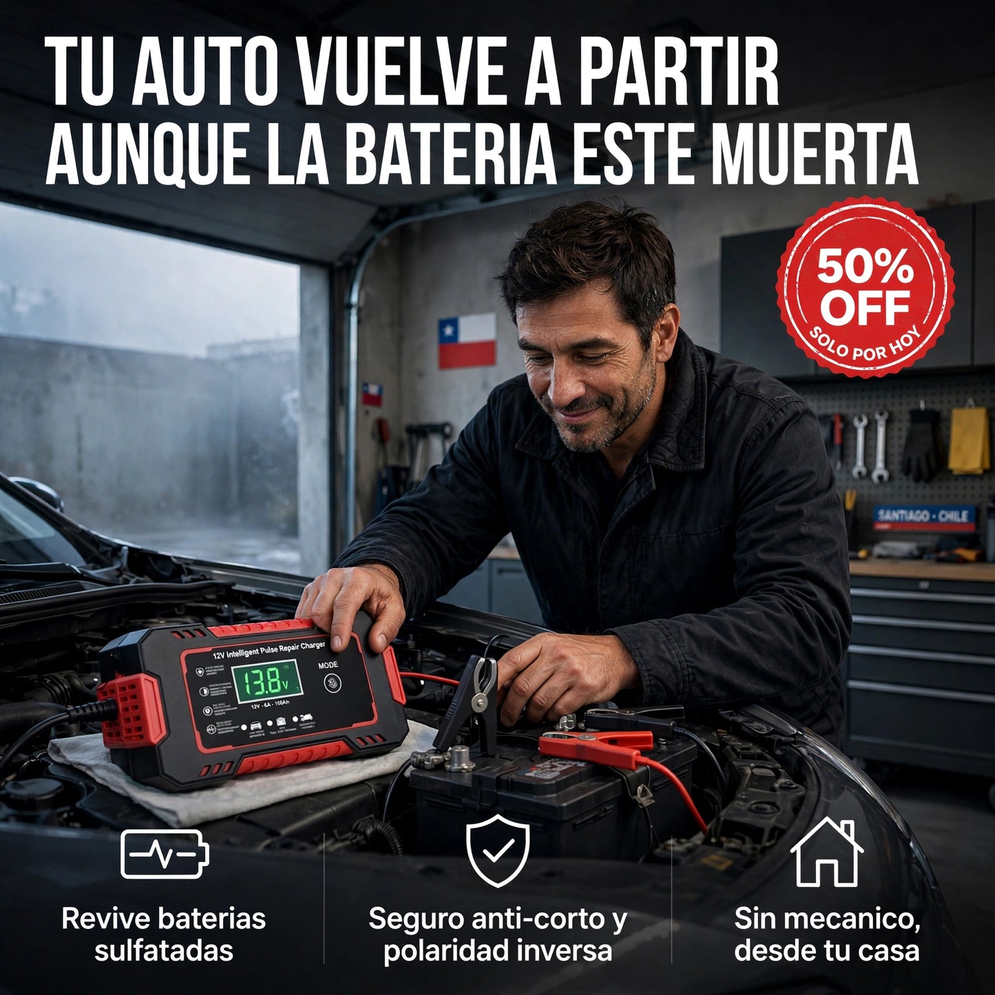 Cargador reparador inteligente de baterías RevivaVolt™